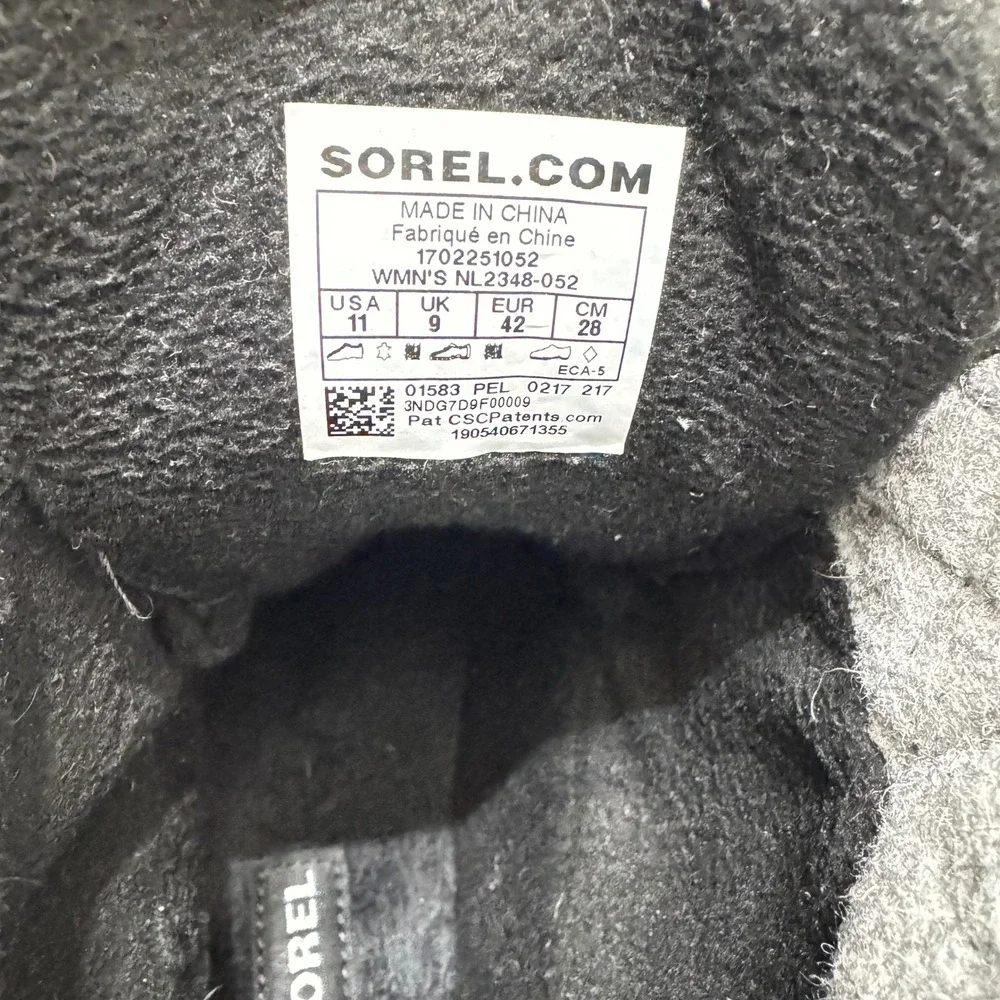 Sorel Slimpack II Quarry Black Lace Up‎ Short Winter Snow Boots Size 11 US